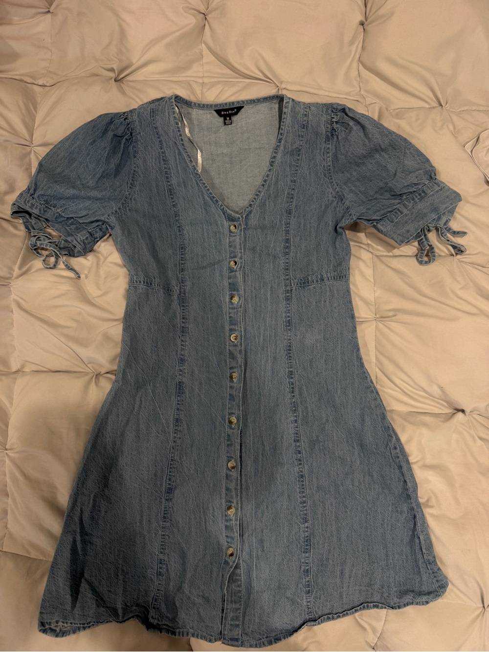 Women's Light Blue Denim Maxi Dress with Button Front